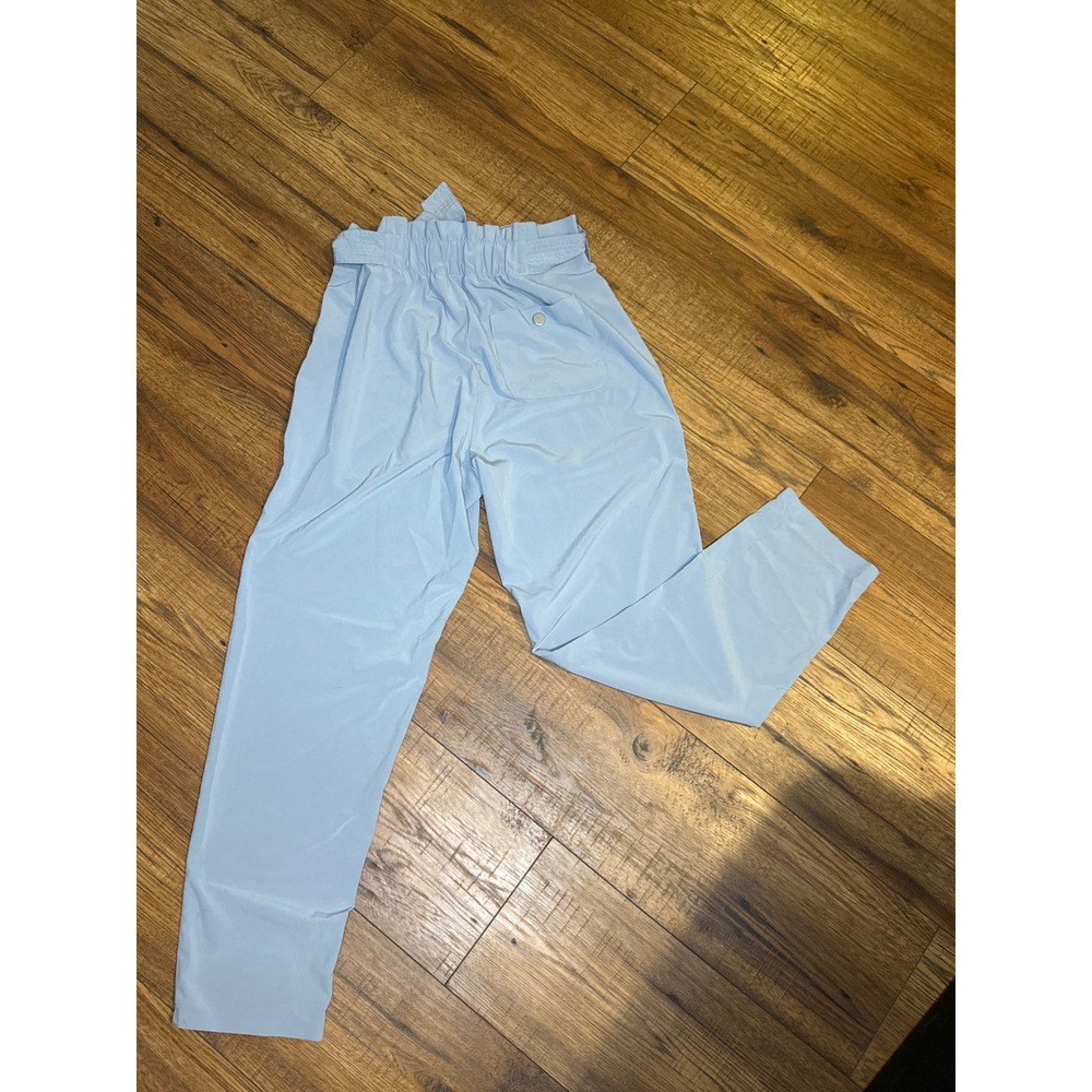 Athleta Skyline Pant Light Blue Paperbag Waist Tie Front Straight Leg Size 4 - Picture 5 of 5